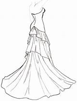 Dress Wedding Drawing Coloring Outline Dresses Pages Template Coloriage Fashion Drawings Dessin Clipart Flowing Line Barbie Form Costume Simple Gown sketch template