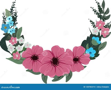 floral frame wreath  flowers stock vector illustration