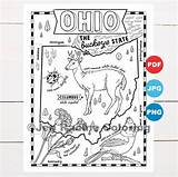 Ohio Coloring State Map Wildlife States United Pages sketch template