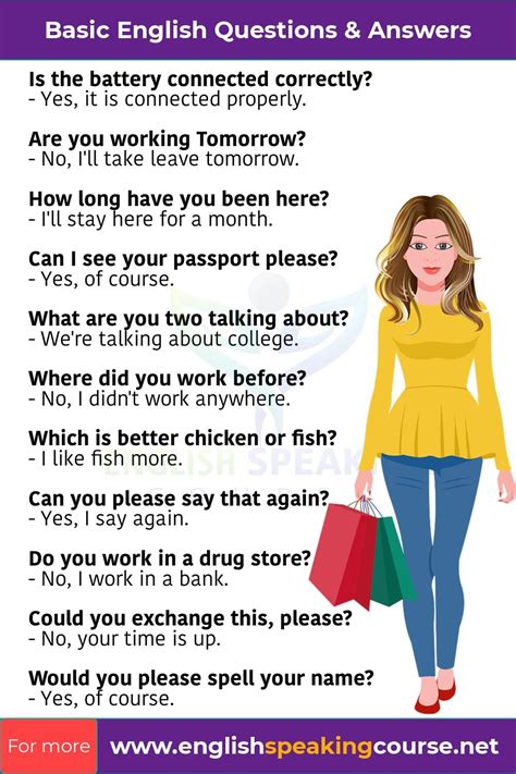basic english questions  answers english sentences english