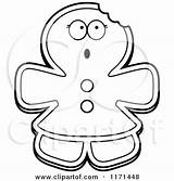 Surprised Gingerbread Mascot Woman Clipart Cartoon Thoman Cory Outlined Coloring Vector sketch template