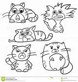 Kleurend Paginaoverzicht Beeldverhaal Katten Pluizige sketch template