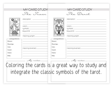 tarot journal printable pages tarot card study sheets  printable
