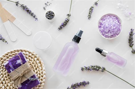 premium photo flat lay home spa  lavender concept