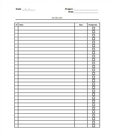 printable checklist template   word  documents
