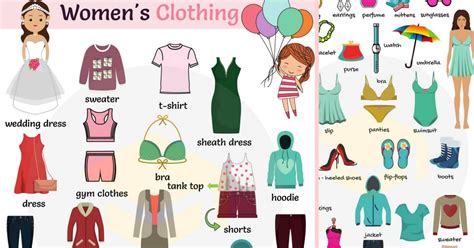 womens clothes vocabulary clothing names  pictures esl