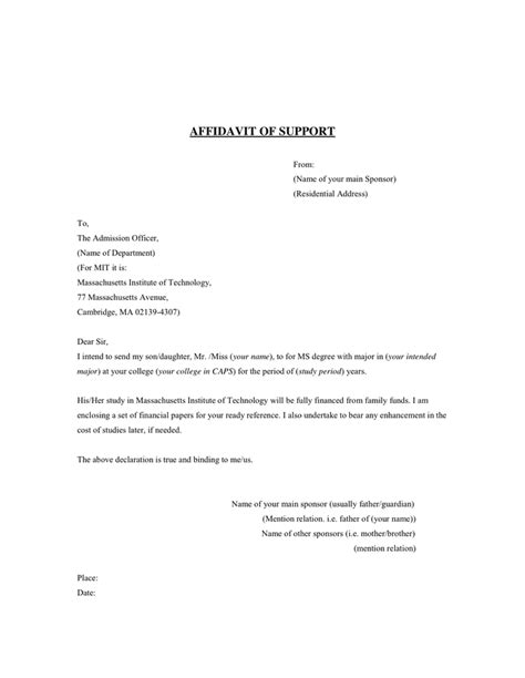 affidavit  support sample letter  spouse cover letters bankhomecom