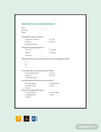 market research questionnaire templates   microsoft word