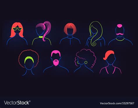 neon profile pictures faceless avatars royalty  vector
