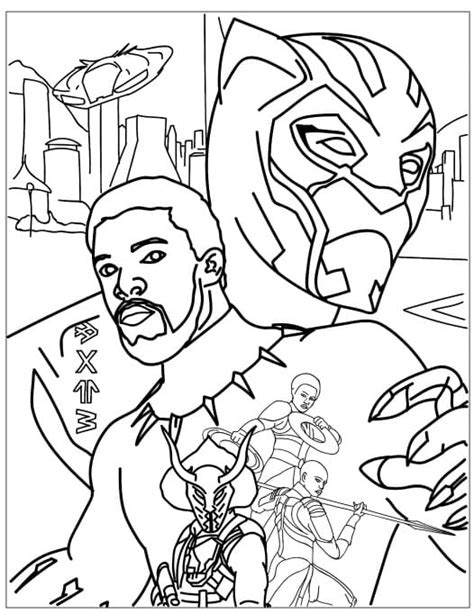 coloring pages black panther superhero marvel