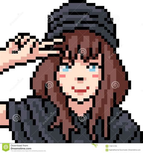 Vector Pixel Art Anime Girl Stock Vector Illustration Of White Pixel