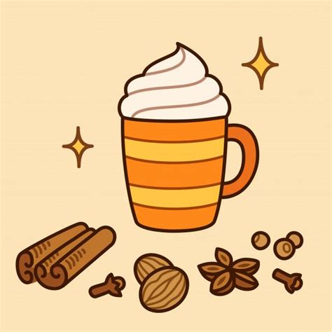 Pumpkin Spice Latte Mug Drawing Starbucks Art Pumpkin