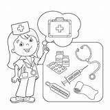 Aid Coloring First Kit Pages Medical Kool Drawing Doctor Cartoon Outline Man Kids Printable Band Stock Illustration Book Getcolorings Getdrawings sketch template