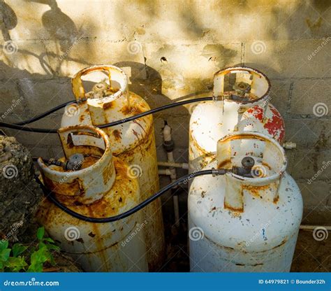 gas cylinders stock image image  bricks pressure