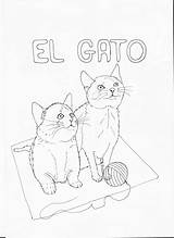 Spanish Coloring Animales Works Vaca La Gato sketch template