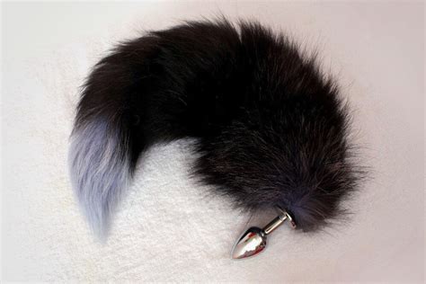 Black And Gray Sexy Fox Cat Tail Sex Toy Anal Plug