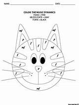 Coloring Music Dynamics Color Cat Pages sketch template