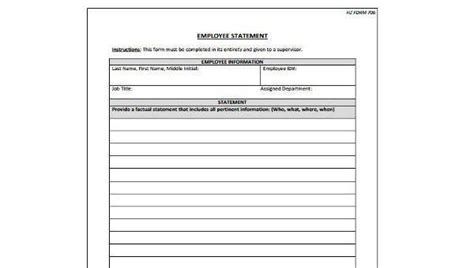 sample employee statement forms   ms word excel