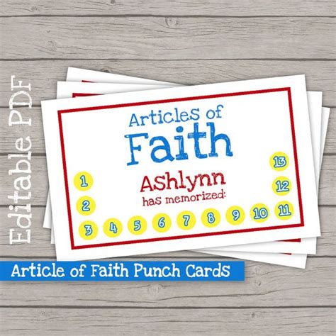 article  faith punch cards lds primary  theme printable