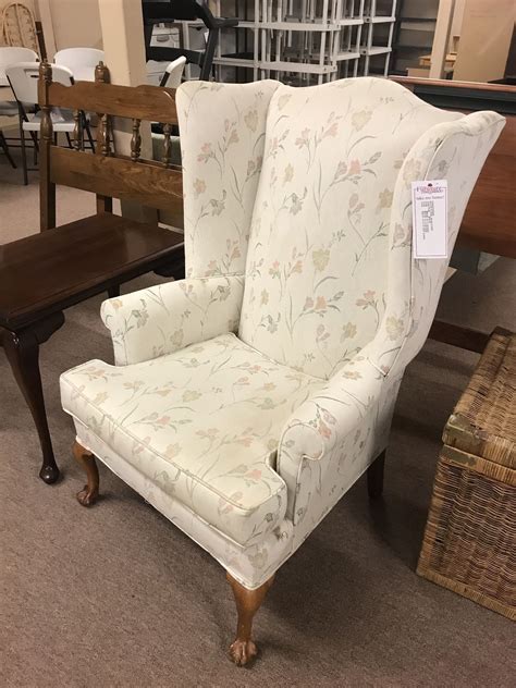 white floral wing chair delmarva furniture consignment