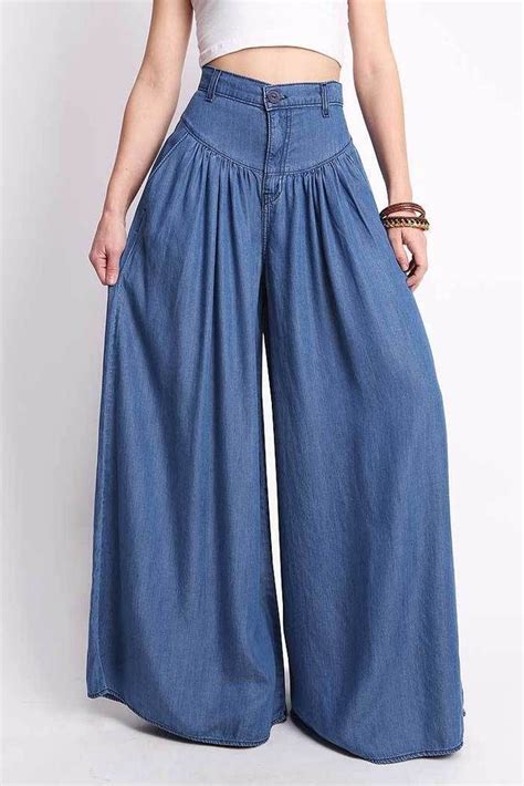 trendy women super wide leg denim pants jeans baggy flowy high waist