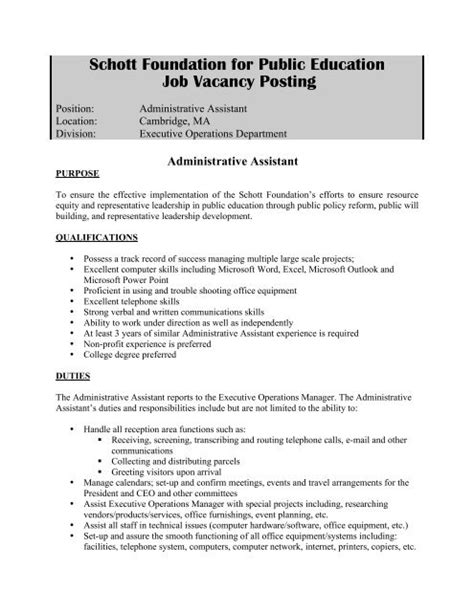 administrative assistant job description
