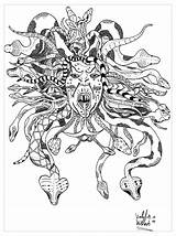 Coloring Medusa Pages Legends Myths Mythical Creatures Adults Valentin Mythological Phoenix Adult Color Fantasy Snakes Printable Getcolorings Interwoven Hair Her sketch template