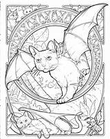 Coloring Fantasy Cat Pages Book Sheets Colouring Color sketch template
