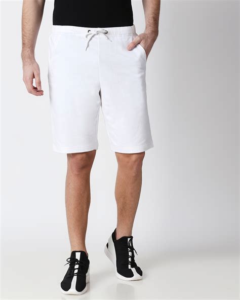 white mens casual shorts