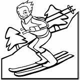 Coloring Skiing Alpine Downhill Boy sketch template
