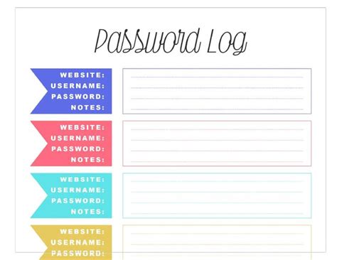 password list template  printable password log good