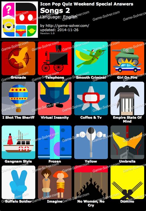 icon pop quiz weekend specials songs 2 game solver