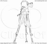 Stand Camera Tripod Outlined Clipart Royalty Cartoon Vector Djart Cox Dennis Illustration sketch template