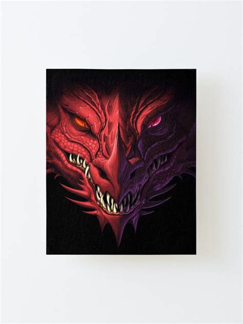 head  angry red dragon   black background mounted print
