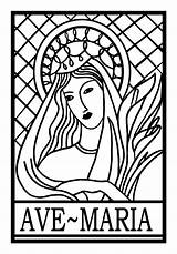 Coloring Maria Clipart Nativity Christmas Clip Ave Pages Mary Catholic Manger Drawing Line Holy Cliparts Jesus Scene Drawings Madonna Hail sketch template