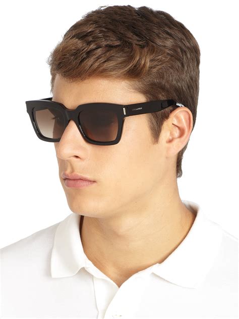 lyst saint laurent thick square acetate sunglasses in black for men