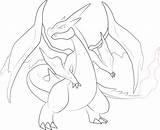 Charizard Mega Pages Coloring Pokemon Line Template sketch template