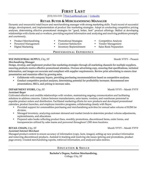 resume templates  retail management positions