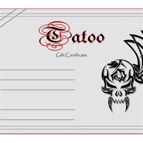 printable tattoo voucher template web  release tattoo gift