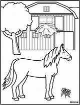 Coloring Horse Farm Barn Animal Pages Animals Rocks sketch template
