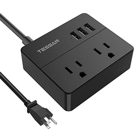 tessan portable  outlet travel mini power strip   usb ports desktop charging station  ft