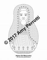 Afghan Coloring Sheet Doll Traditional Printable Dress Amyperrotti sketch template