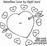 Color Sight Word Valentine Visit Valentines Coloring sketch template