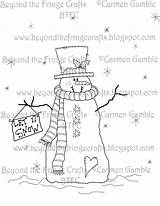 Snowman Primitive Embroidery Visit Crafts Prim Stamp Digital Used sketch template
