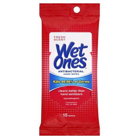 wet  wipes hands face antibacterial fresh scent travel pack