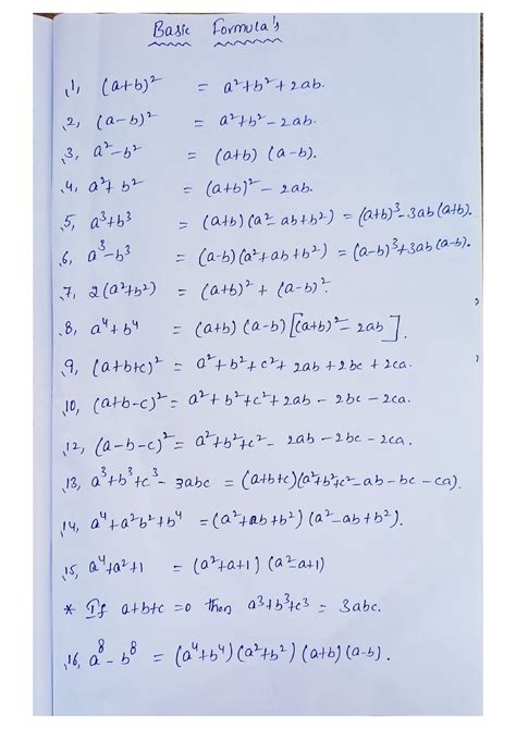 solution mathematics basic formulas studypool