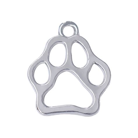 popular hollow metal dog paw print charm diy pet jewelry pendant lucky