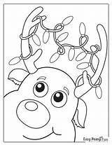 Coloring Christmas Pages Reindeer Easy Peasy Fun Printable Tree Merry Lights Sheets Visit sketch template