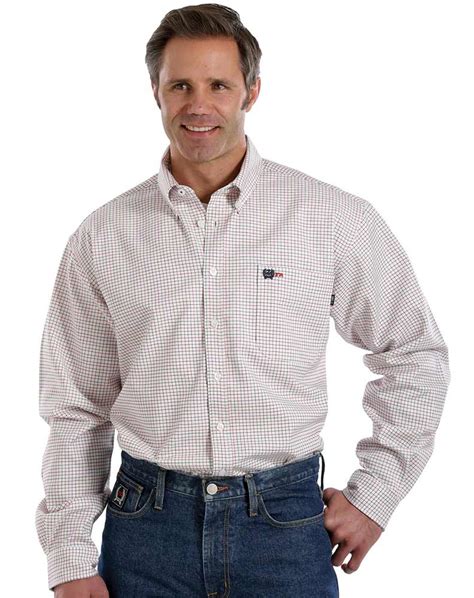 cinch men s long sleeve fr plaid button down work shirt