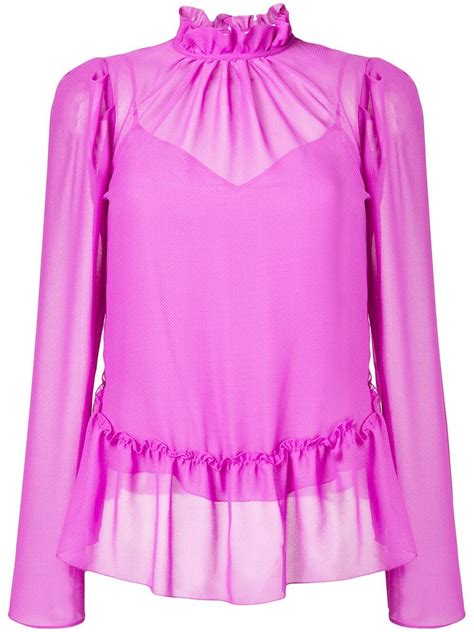 see by chloé ruffled sheer blouse farfetch sheer blouse see by